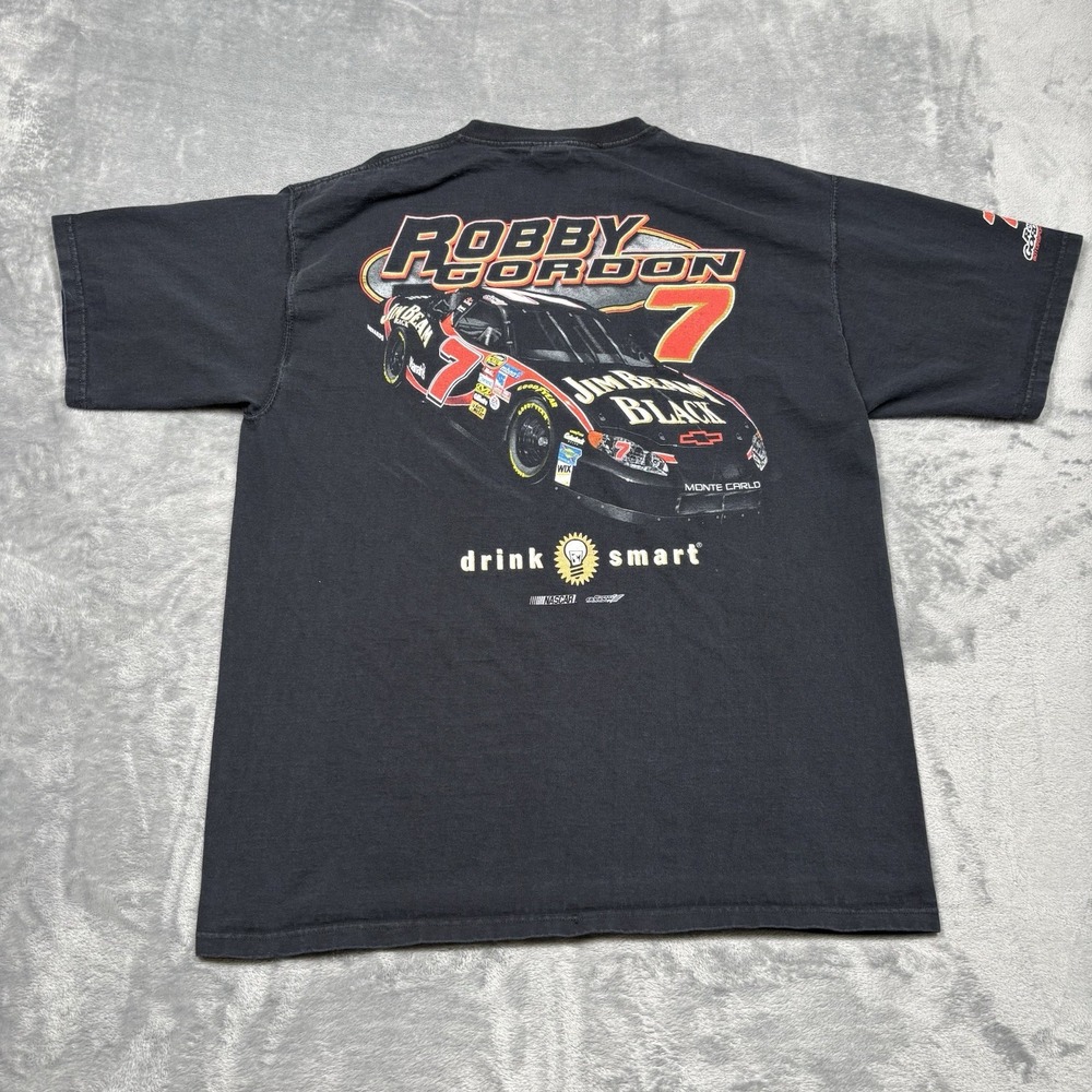 Vintage Y2K Jim Beam Black Whiskey Robby Gordon NASCAR Shirt Size XL
